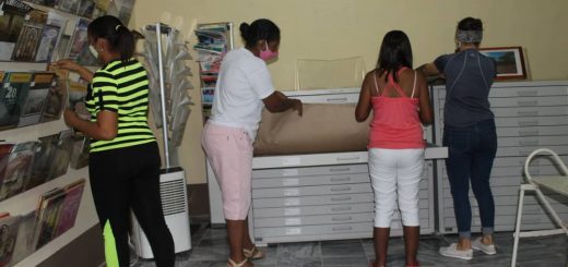 La biblioteca de casa Malibrán y sus bibliotecarias.